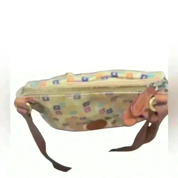 Fossil Crossbody Bag Fabric Canvas Multicolor Floral Leather Trim - Picture 5 of 9